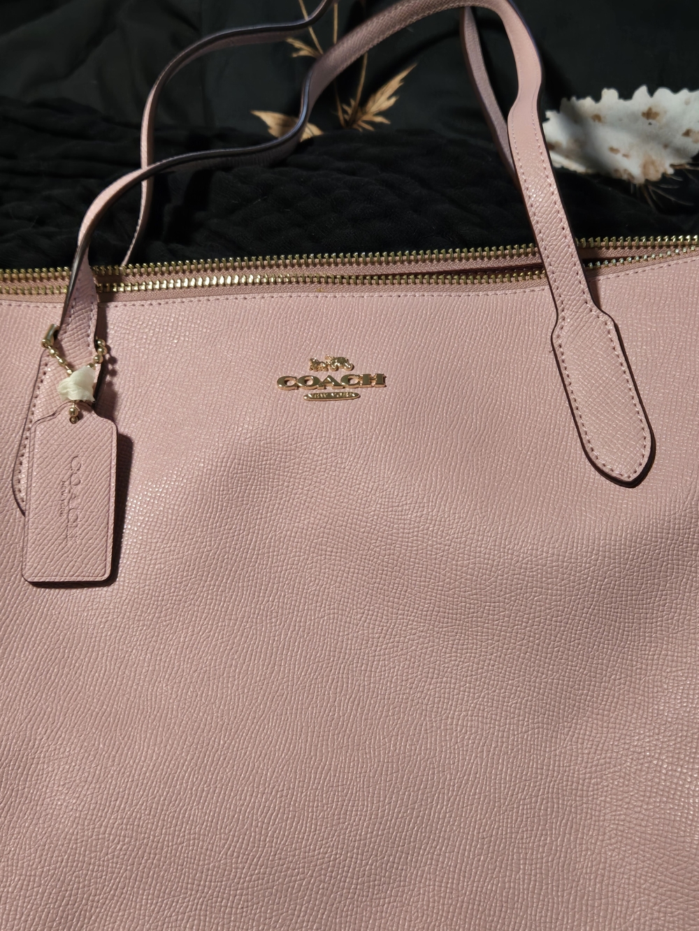 Coach Blush Pink Leather Tote with Gold Logo